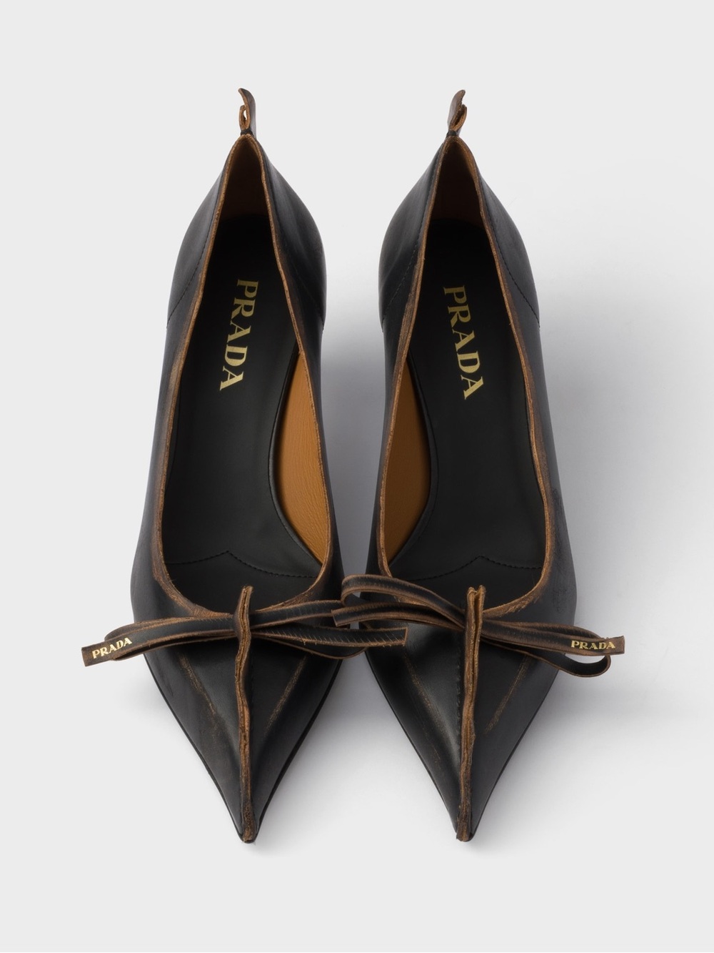 Prada FROM THE RUNWAY Antiqued leather pumps $1,590 38.5